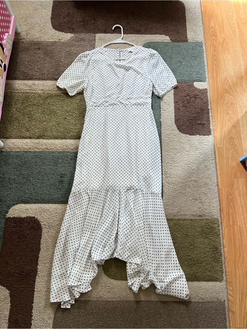 bohme White Maxi Dress with Black Dot Pattern